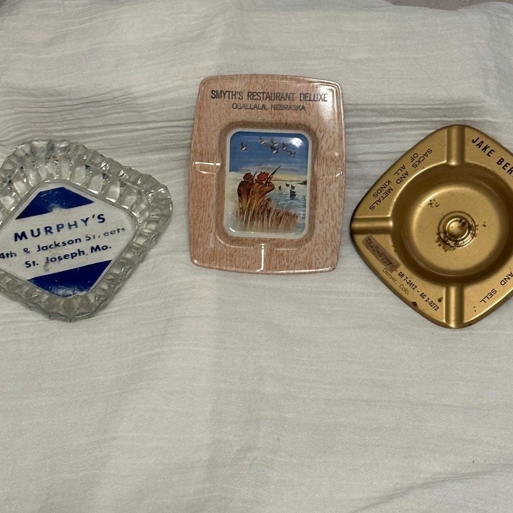 Vintage Advertising Ashtray Lot of 3‎ Missouri Nebraska Colorado Restaurant Bar